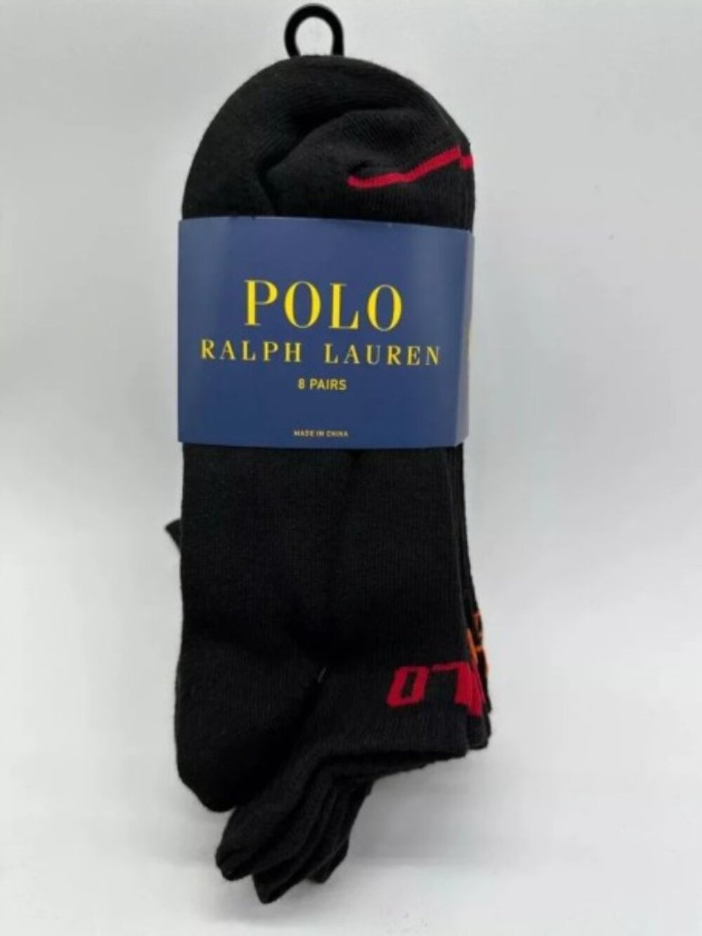 POLO RALPH LAUREN Men's 8 pairs low cut Black socks